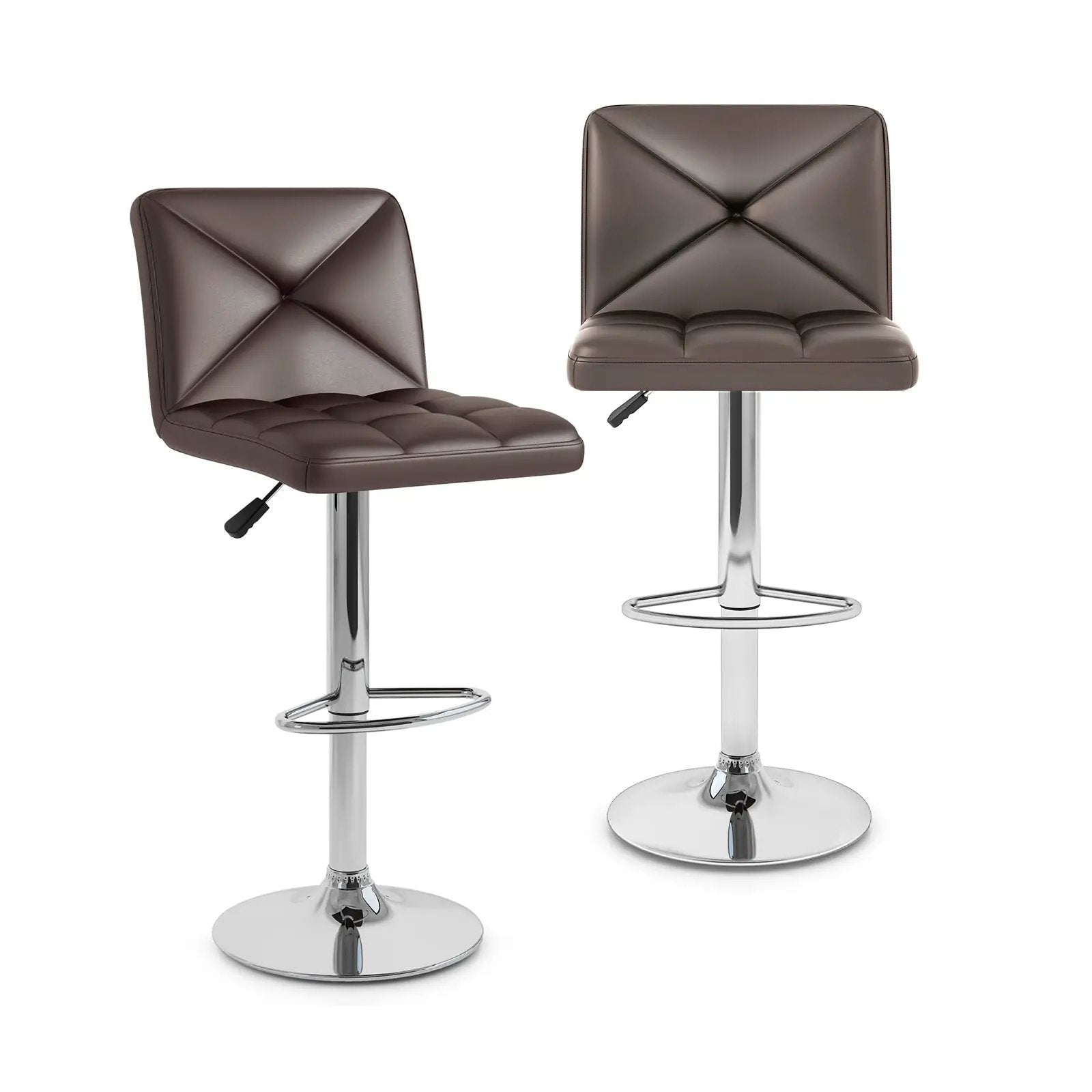 PU Leather Upholstered Bar Stools Set of 2 with Back and Adjustable Height by DirectDeals