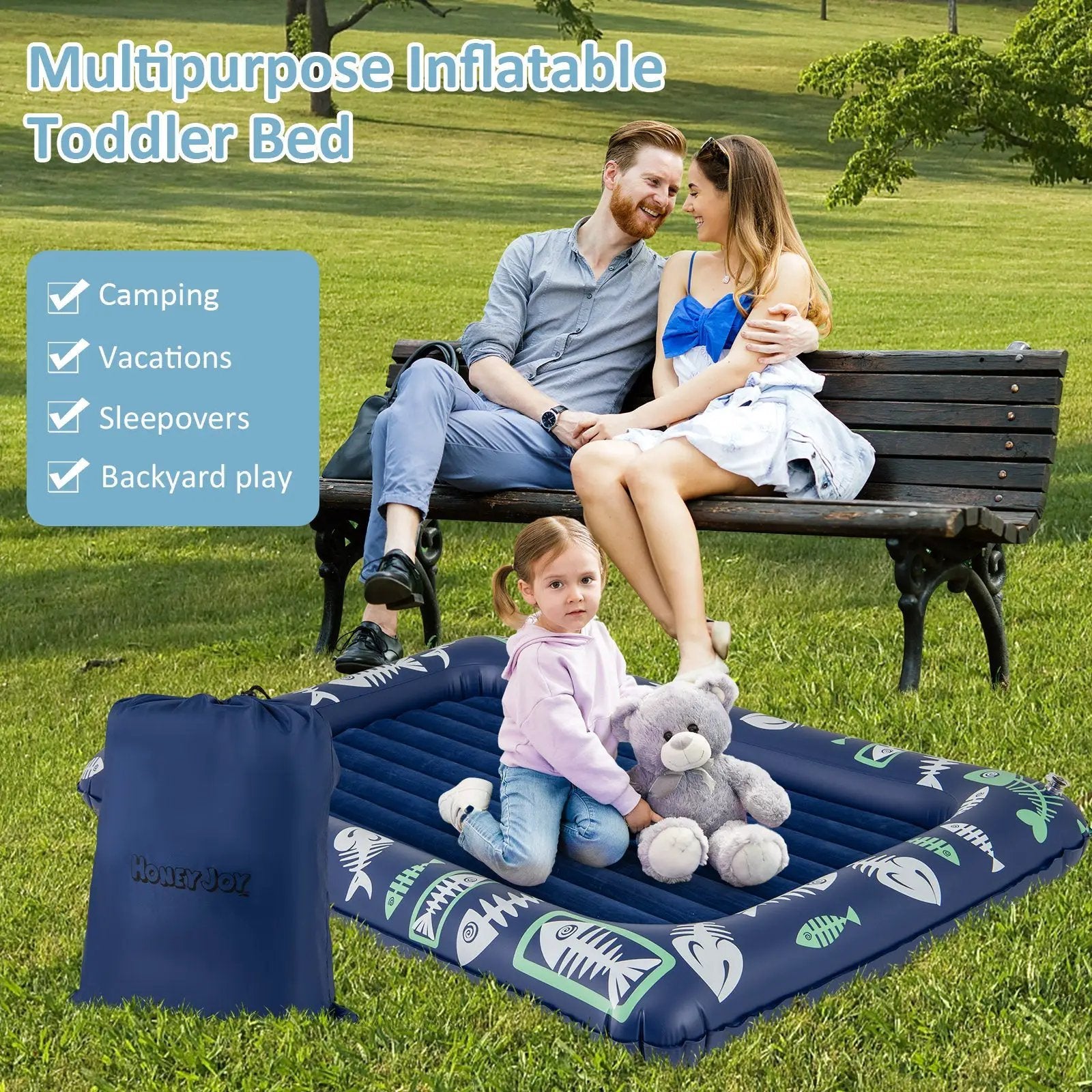 Inflatable Toddler Travel Bed with Electric Pump and Raised Bed Rails by DirectDeals