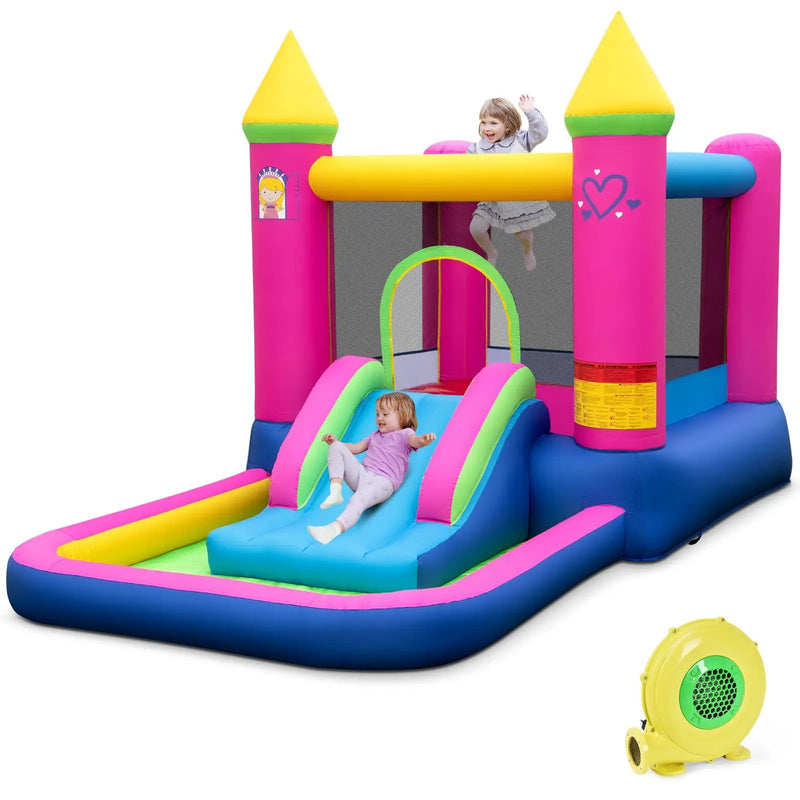 Inflatable Bounce House 4-in-1 Kids Princess-themed Bouncer Blow-up Bouncy Castle with 480 Blower by DirectDeals