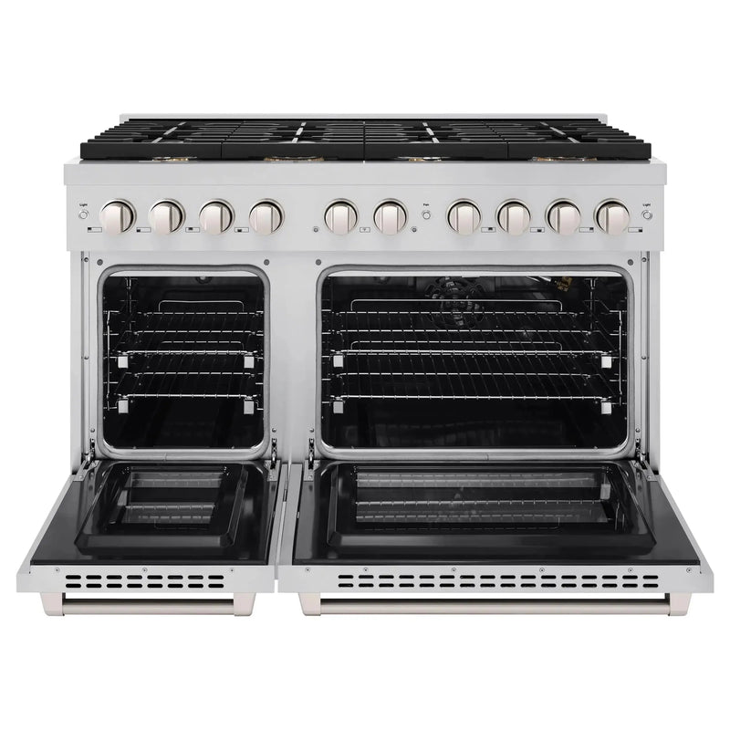 ZLINE 48"Paramount Dual Fuel Range Stainless Steel, Brass Burner, SDR-BR-48 by Farmhouse Kitchen and Bath