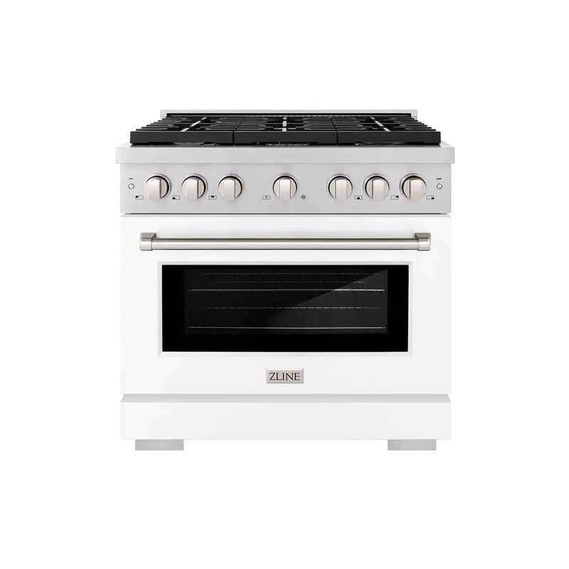 ZLINE 36"Paramount Dual Fuel Range Stainless Steel, White Matte, SDR-WM-36 by Farmhouse Kitchen and Bath