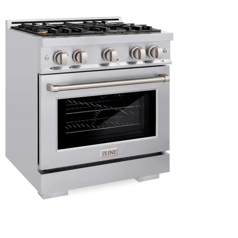 ZLINE 30" Select Dual Fuel Range Gas Cooktop Electric Convection Oven Stainless Steel Brass Burners HDR-BR-30 by Farmhouse Kitchen and Bath
