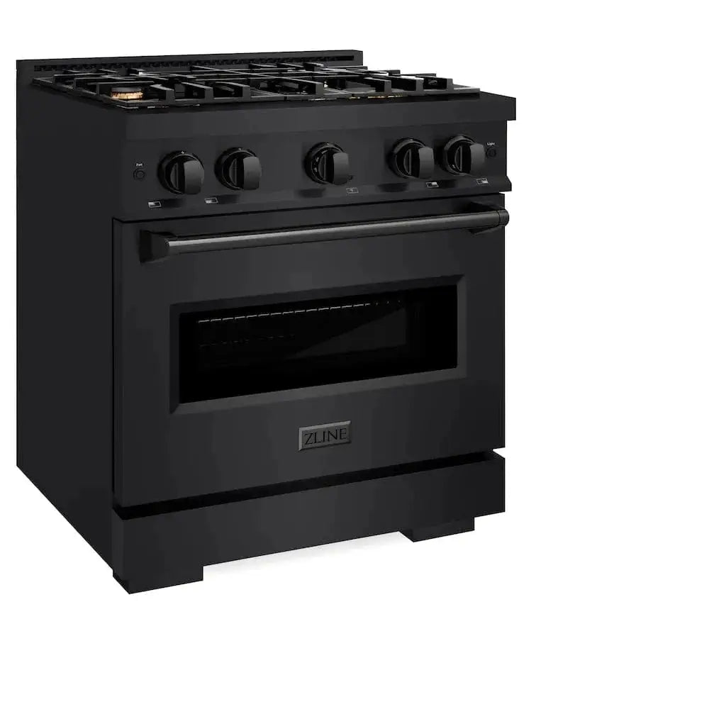 ZLINE 30" Classic Gas Range, Convection Gas Oven Black Stainless Steel Brass Burners, CGRB-BR-30 by Farmhouse Kitchen and Bath