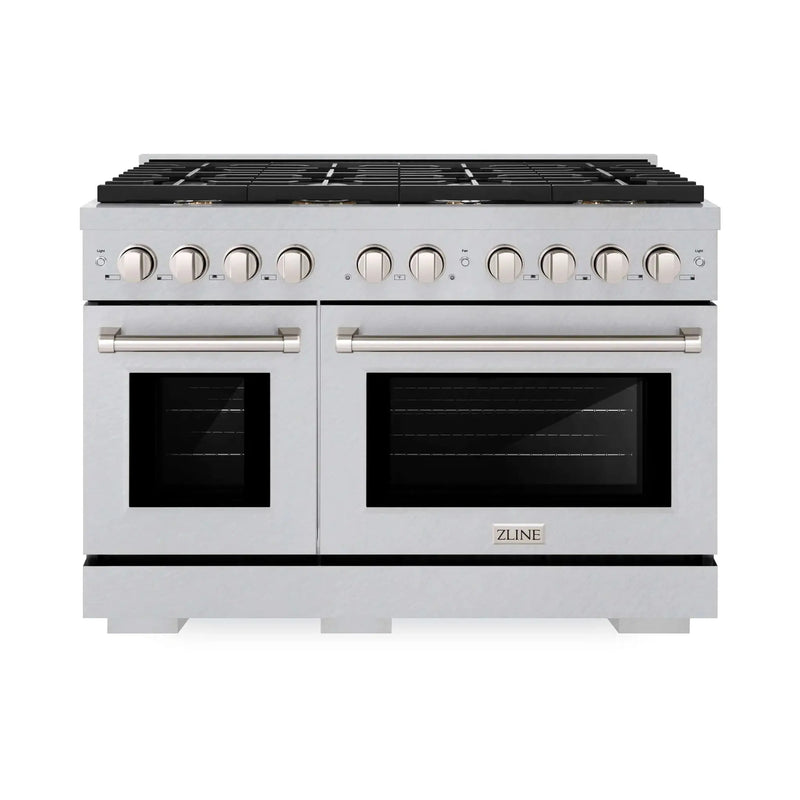 ZLINE 48"Paramount Dual Fuel Range DuraSnow® Brass Burners SDRS-BR-48 by Farmhouse Kitchen and Bath