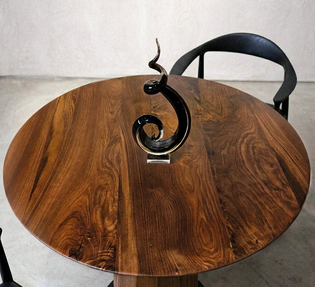 Modern Round Walnut Pedestal Dining Table, photo 6 of 6
