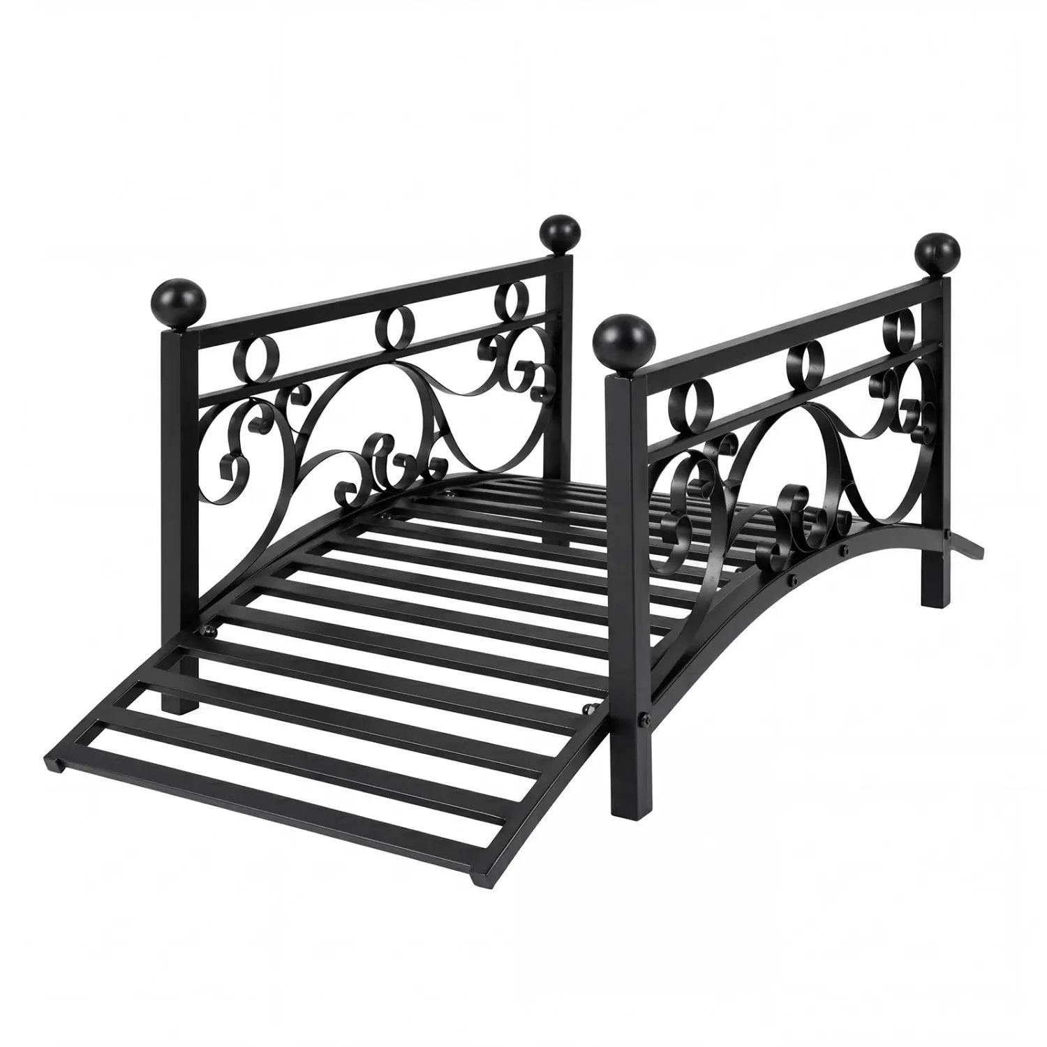 3.3 ft Garden Metal Bridge with Dual Patterned Side Rails by DirectDeals
