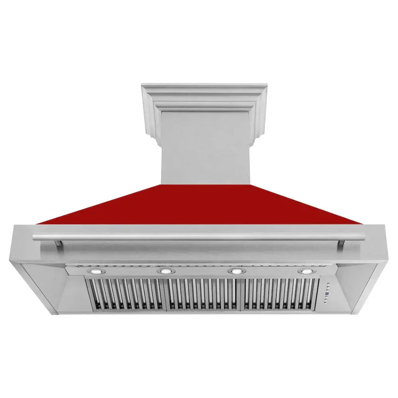 ZLINE 48" Autograph DuraSnow Stainless Red Wall Range Hood 8654SNX-RG-48 by Farmhouse Kitchen and Bath