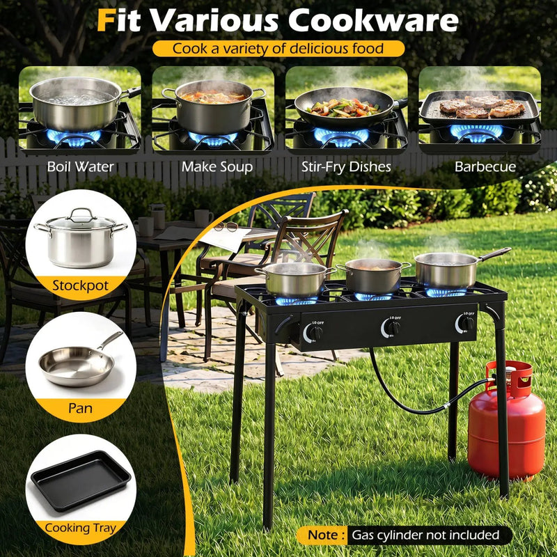 3 Burner Propane Stove 240000 BTU Outdoor Camping Grill by DirectDeals