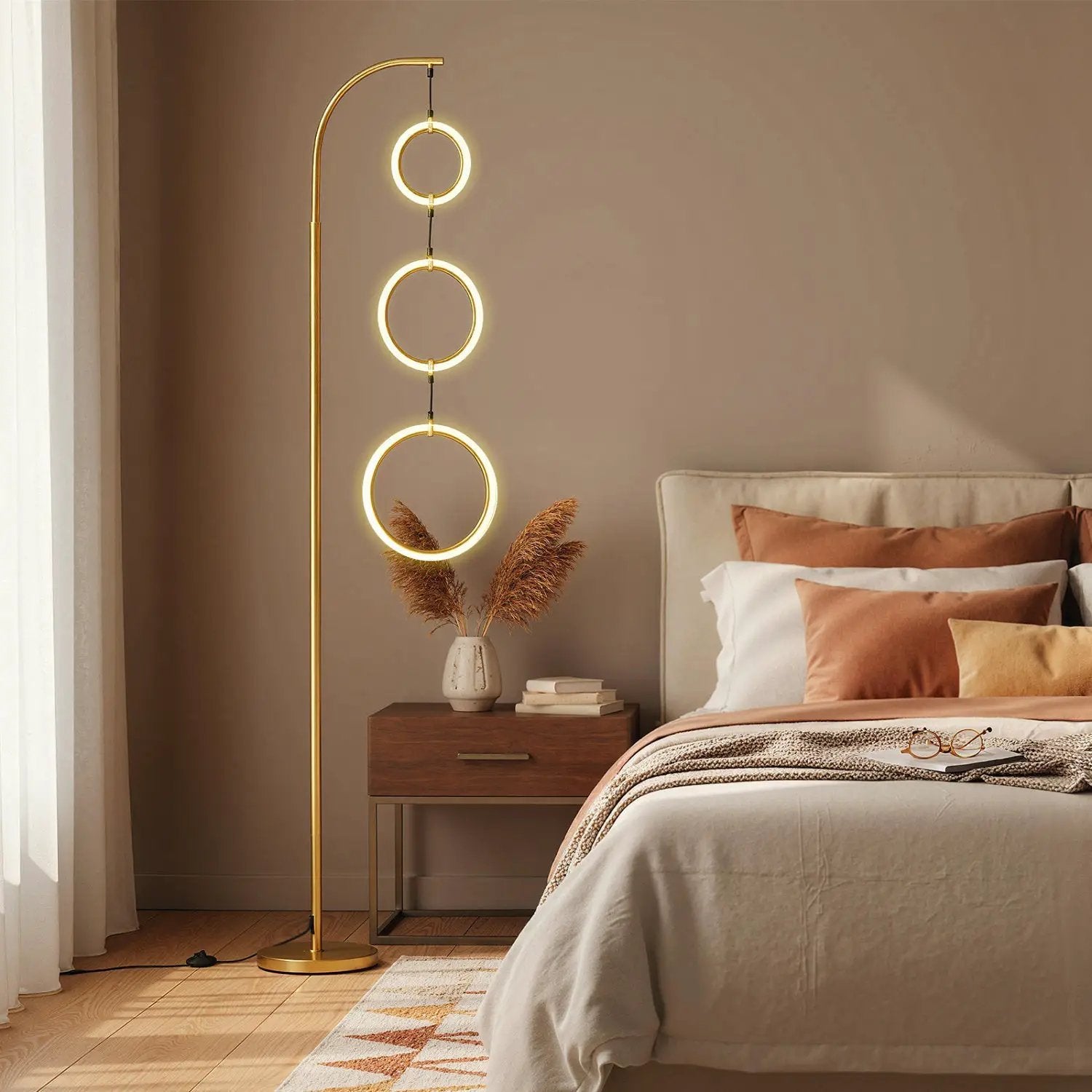 3-Circle Dimmable LED Floor Lamp with Foot Pedal Switch 3 Color Temperatures by DirectDeals