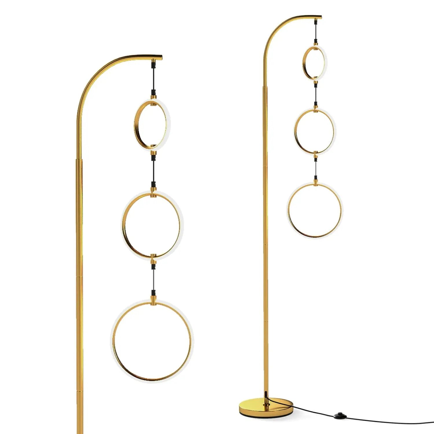 3-Circle Dimmable LED Floor Lamp with Foot Pedal Switch 3 Color Temperatures by DirectDeals