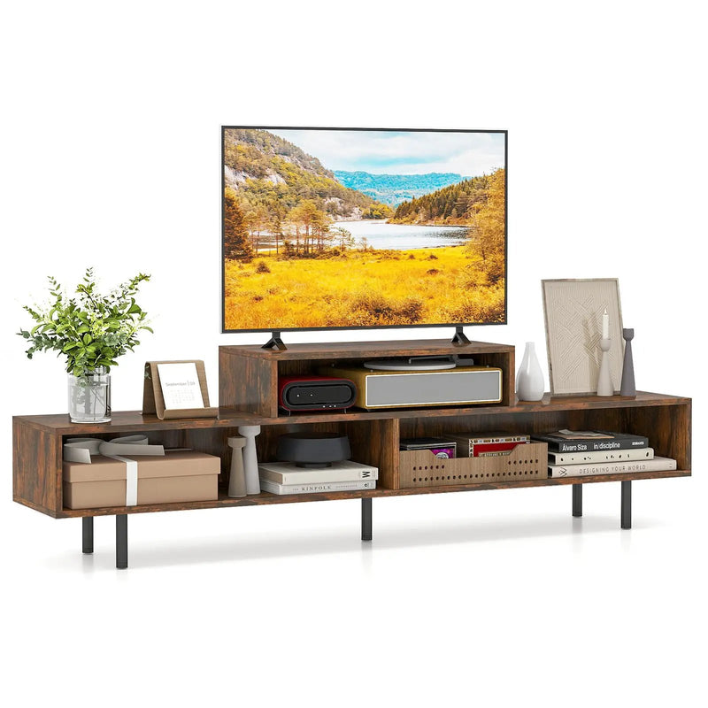 3 Cubby TV Stand for TVs up to 70 Inch with Open Storage Compartments by DirectDeals