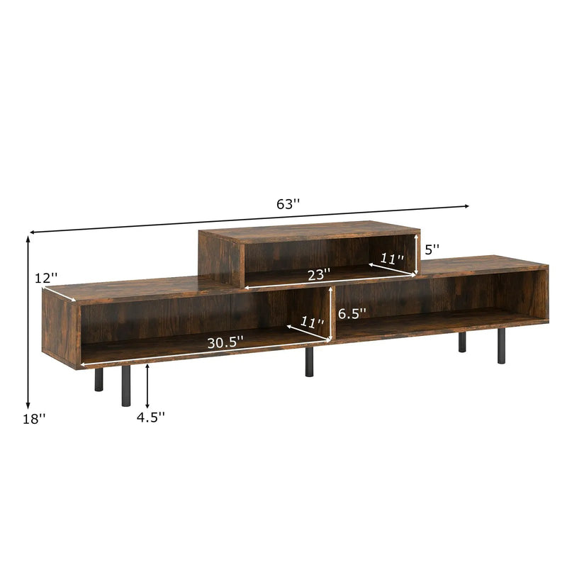 3 Cubby TV Stand for TVs up to 70 Inch with Open Storage Compartments by DirectDeals