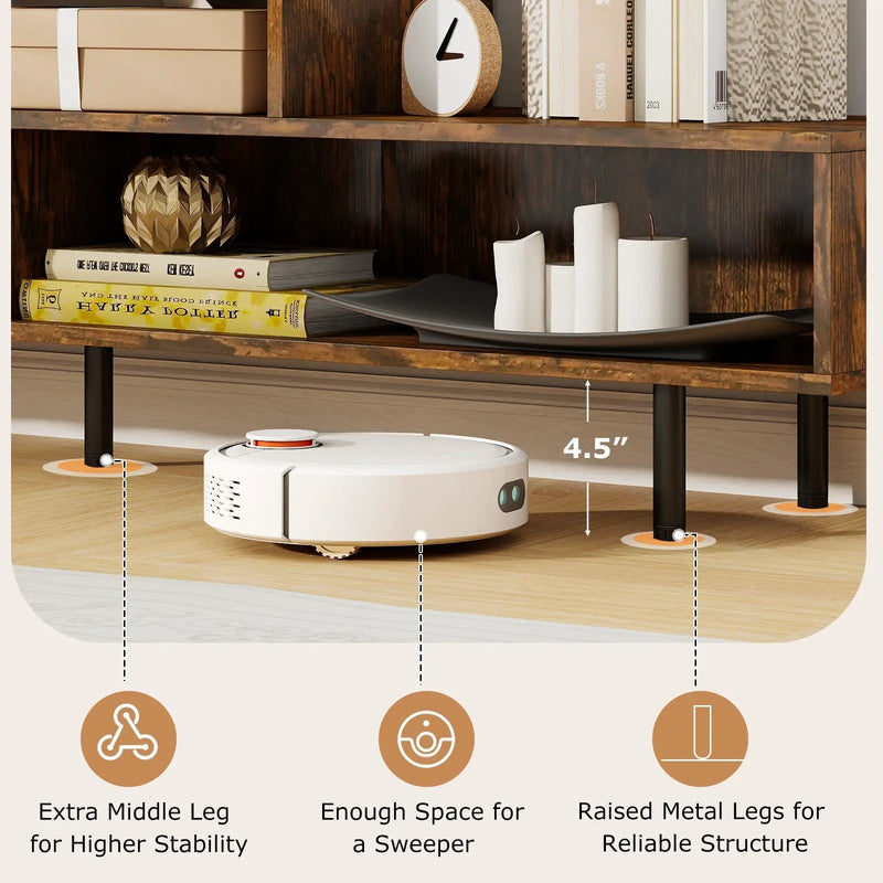 3 Cubby TV Stand for TVs up to 70 Inch with Open Storage Compartments by DirectDeals