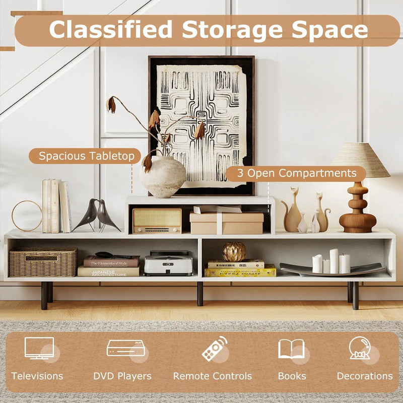3 Cubby TV Stand for TVs up to 70 Inch with Open Storage Compartments by DirectDeals