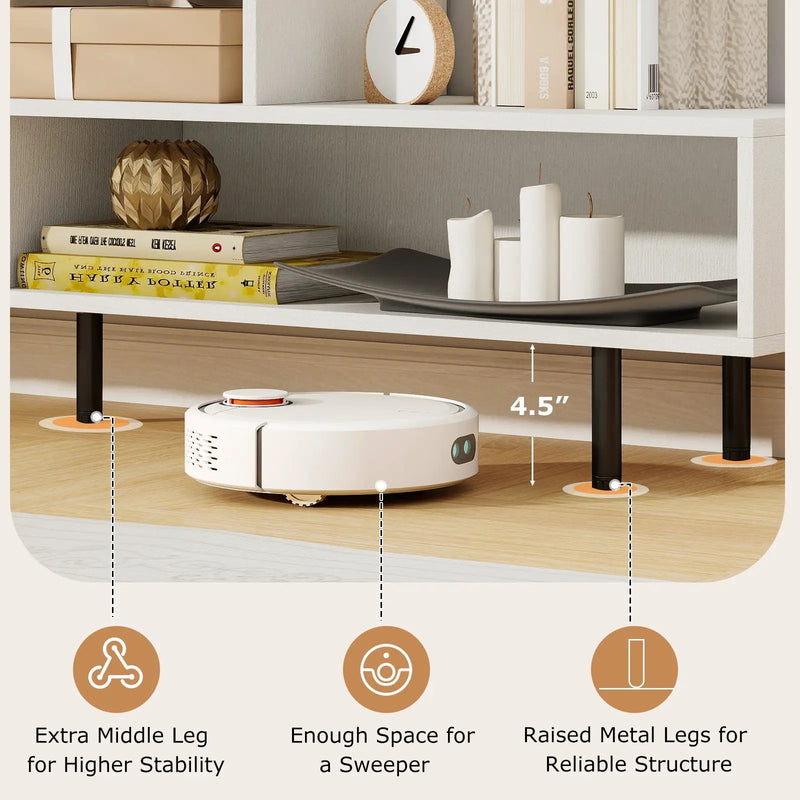 3 Cubby TV Stand for TVs up to 70 Inch with Open Storage Compartments by DirectDeals