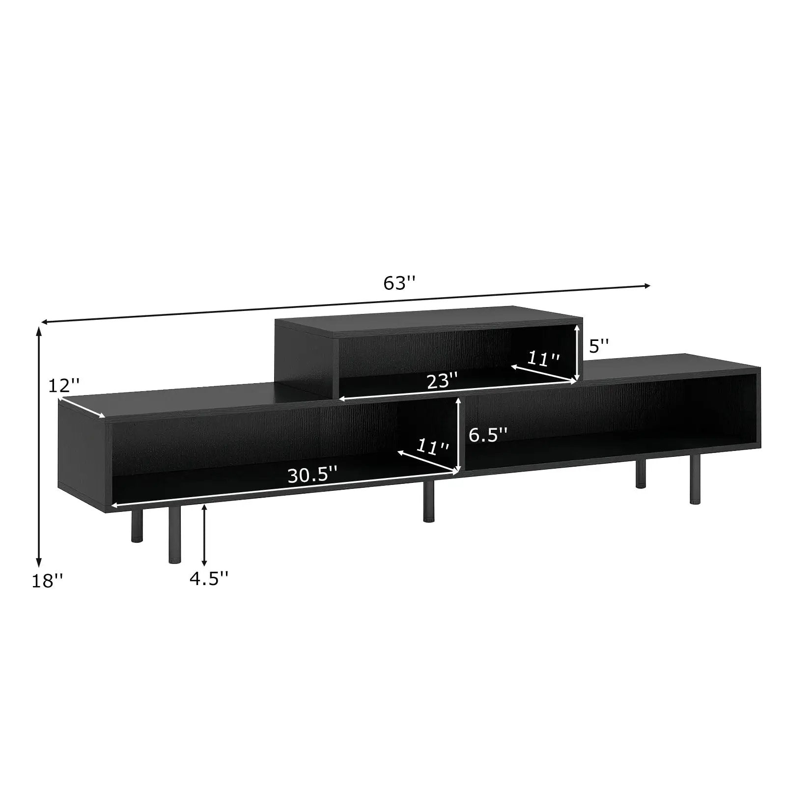 3 Cubby TV Stand for TVs up to 70 Inch with Open Storage Compartments by DirectDeals