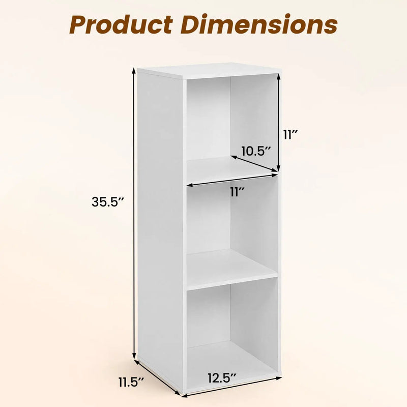 3-Cube Bookcase with Anti-Tipping Kits - White by DirectDeals