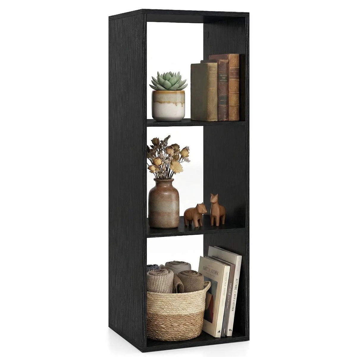 3 Cube Bookshelf with Back Guardrail for Living Room Bedroom, photo 10 of 11