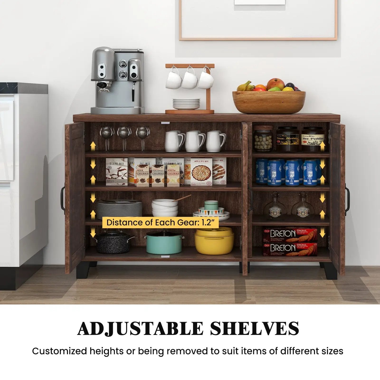 3-Door Buffet Sideboard with Adjustable Shelves and Anti-Tipping Kits by DirectDeals