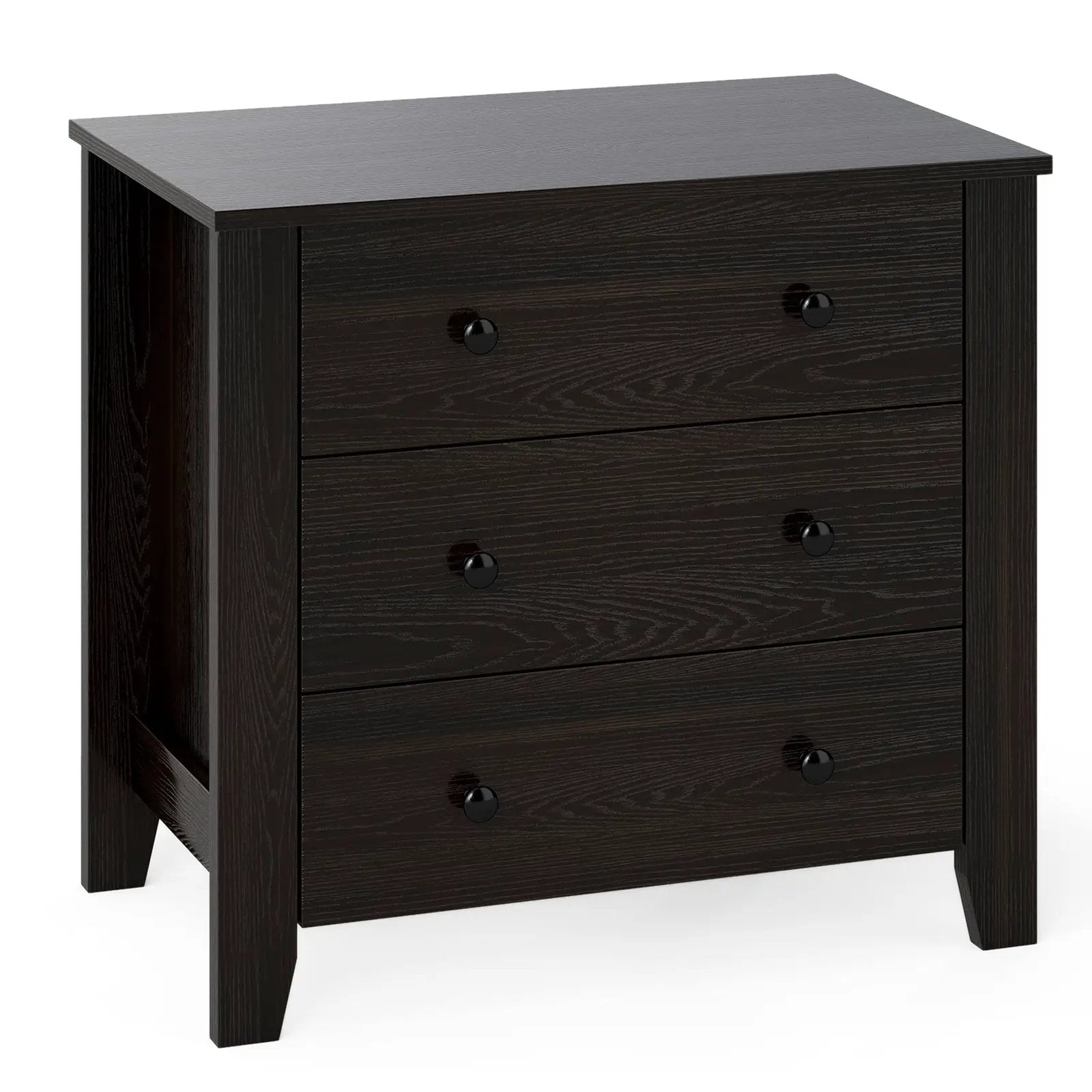 3-Drawer Dresser Wide Chest of Drawers Modern Large Nightstand Closet Storage Organizer-Dark Brown by DirectDeals