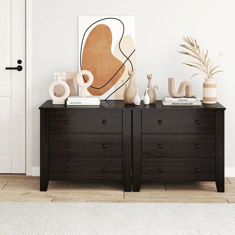 3-Drawer Dresser Wide Chest of Drawers Modern Large Nightstand Closet Storage Organizer-Dark Brown by DirectDeals