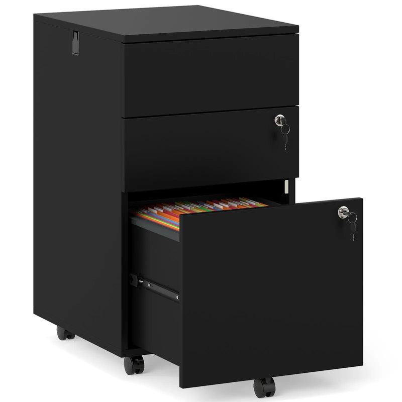 3 Drawer Filing Cabinet Locking Pedestal Desk by DirectDeals