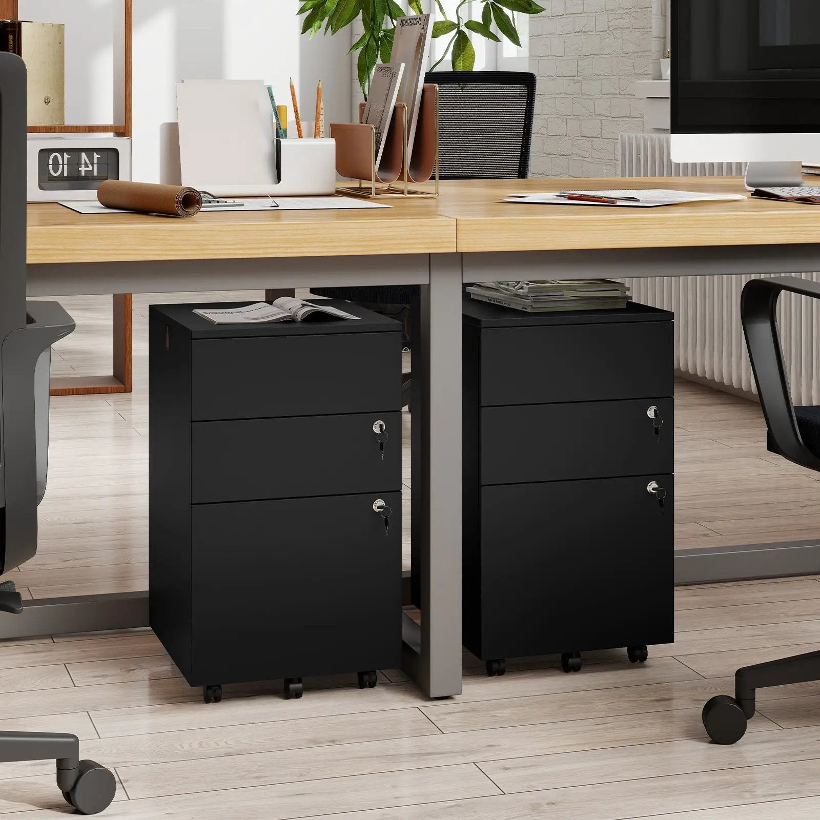 3 Drawer Filing Cabinet Locking Pedestal Desk by DirectDeals