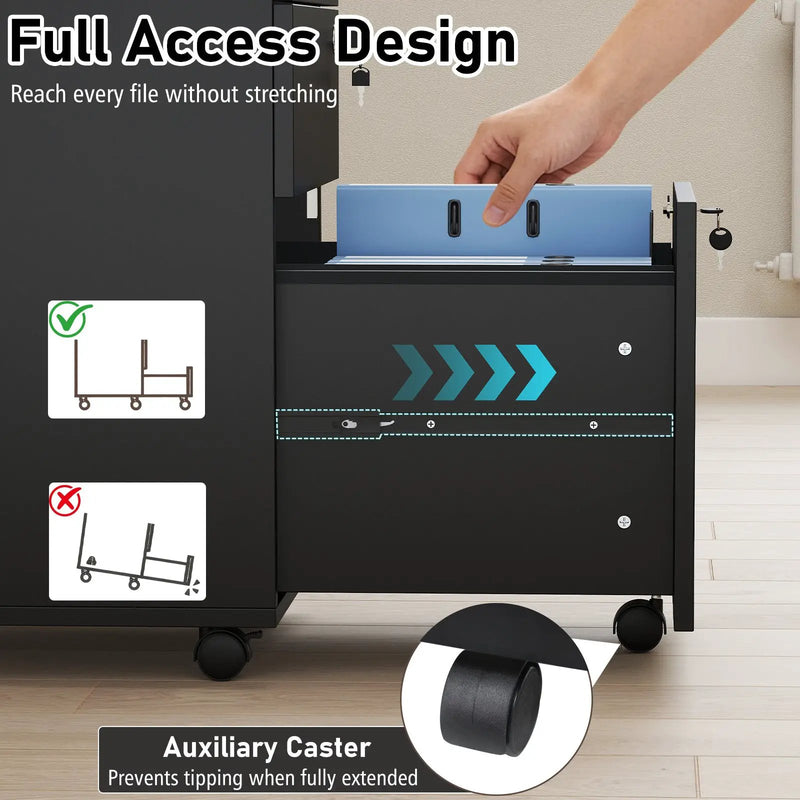 3 Drawer Filing Cabinet Locking Pedestal Desk by DirectDeals