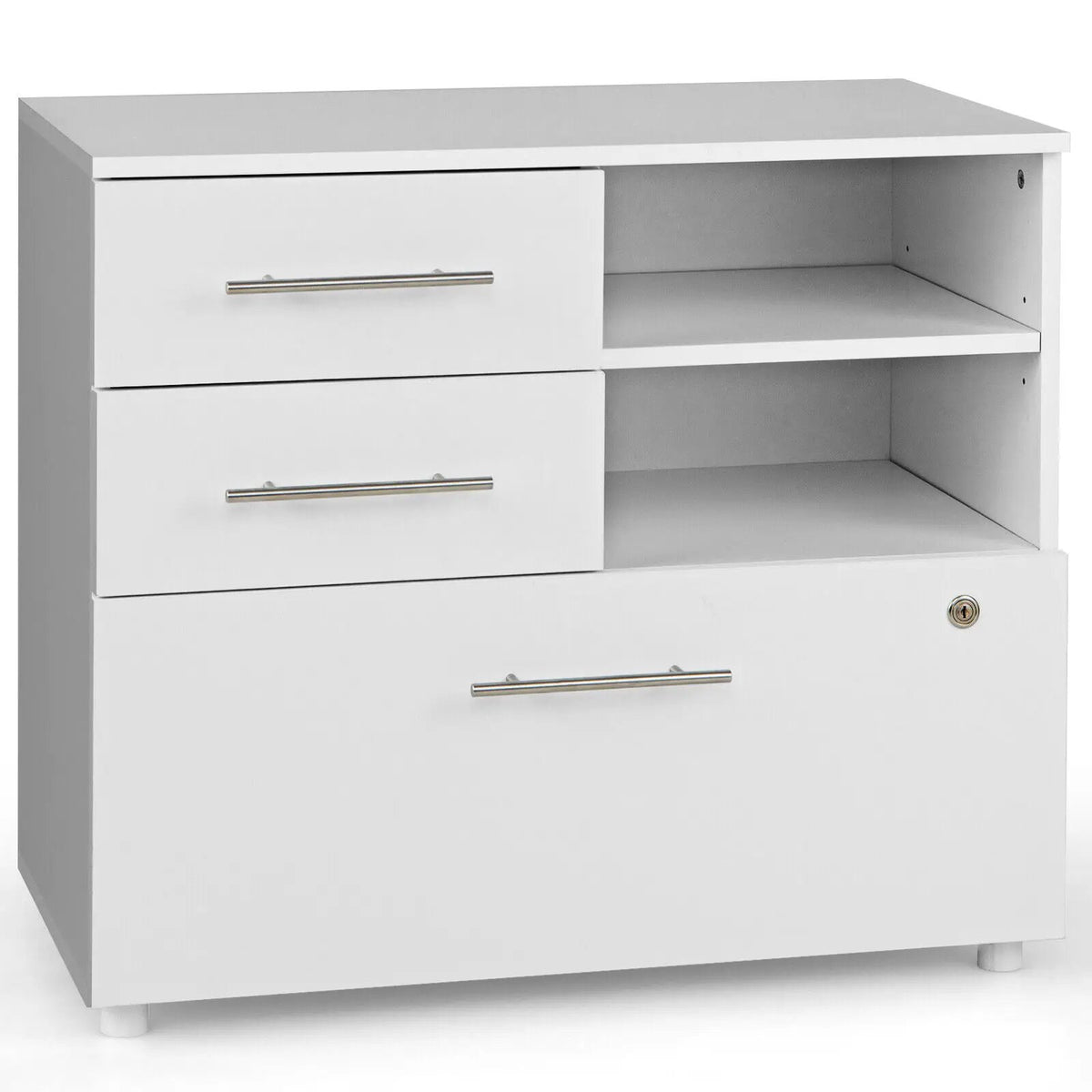 3 Drawer Lateral File Cabinet on Wheels with Storage Shelves, photo 2 of 16