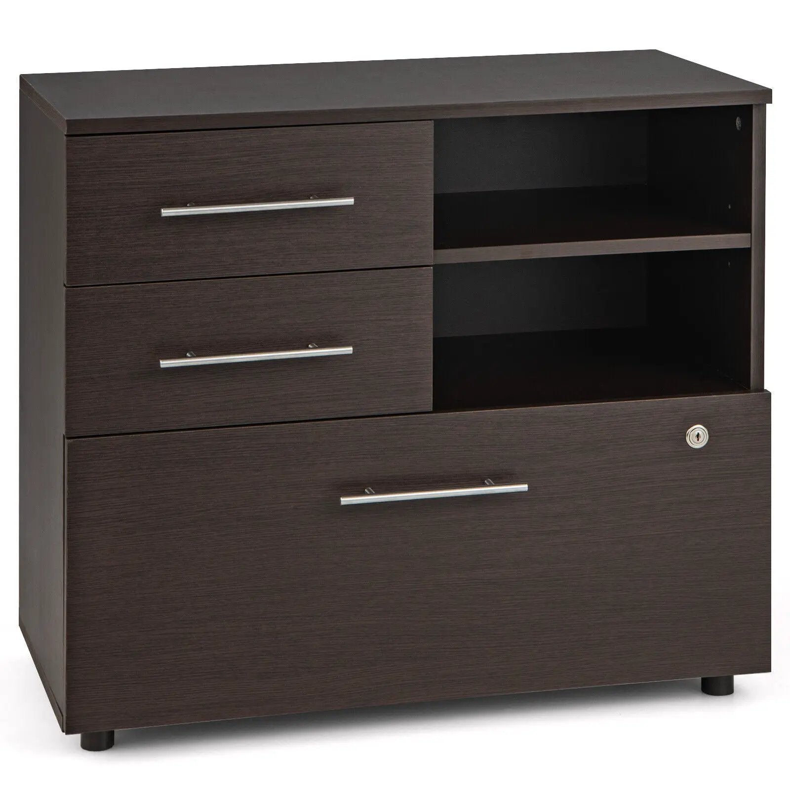 3 Drawer Lateral File Cabinet on Wheels with Storage Shelves by DirectDeals