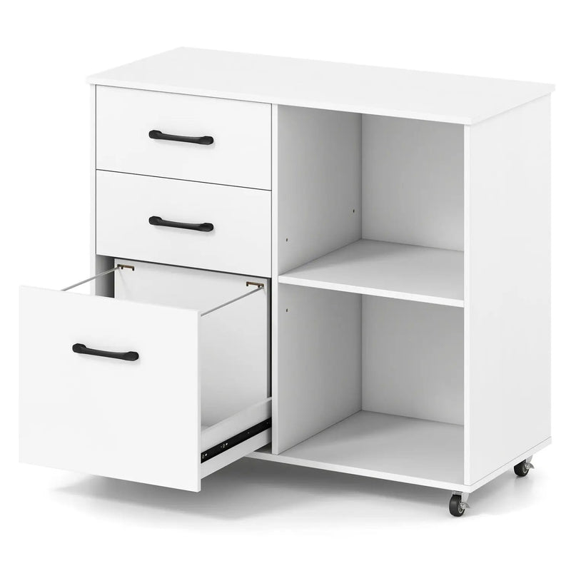 3-Drawer Mobile File Cabinet with Open Storage Shelves by DirectDeals
