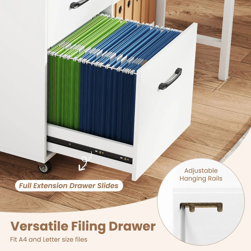 3-Drawer Mobile File Cabinet with Open Storage Shelves by DirectDeals