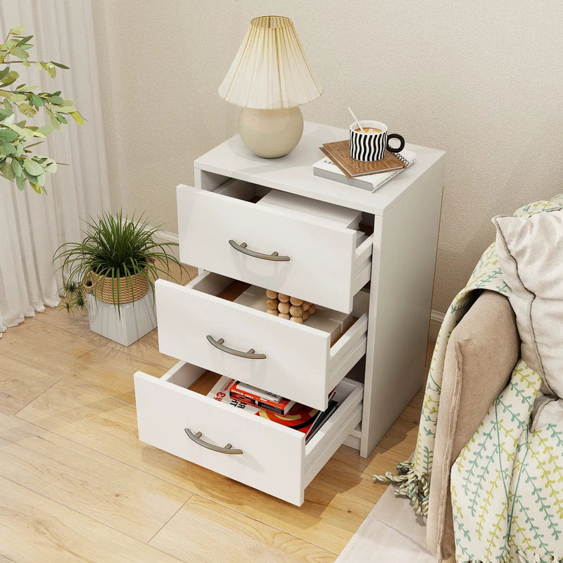 3 Drawer Nightstand with Storage for Living Room-White by DirectDeals