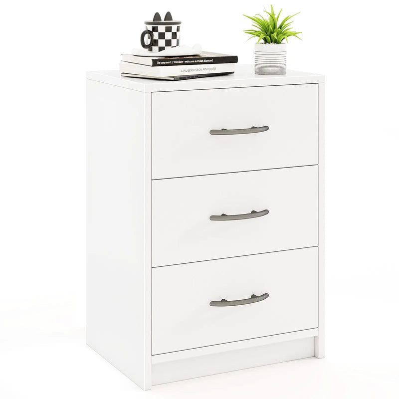 3 Drawer Nightstand with Storage for Living Room-White by DirectDeals