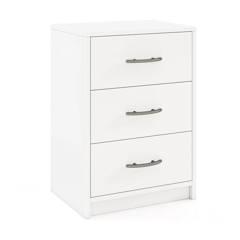 3 Drawer Nightstand with Storage for Living Room-White by DirectDeals