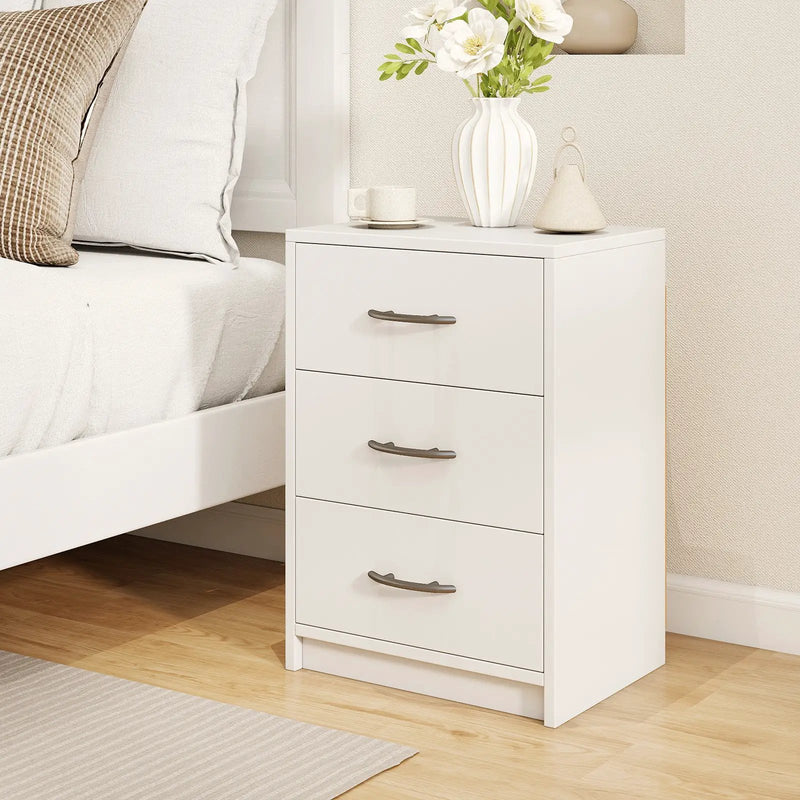 3 Drawer Nightstand with Storage for Living Room-White by DirectDeals