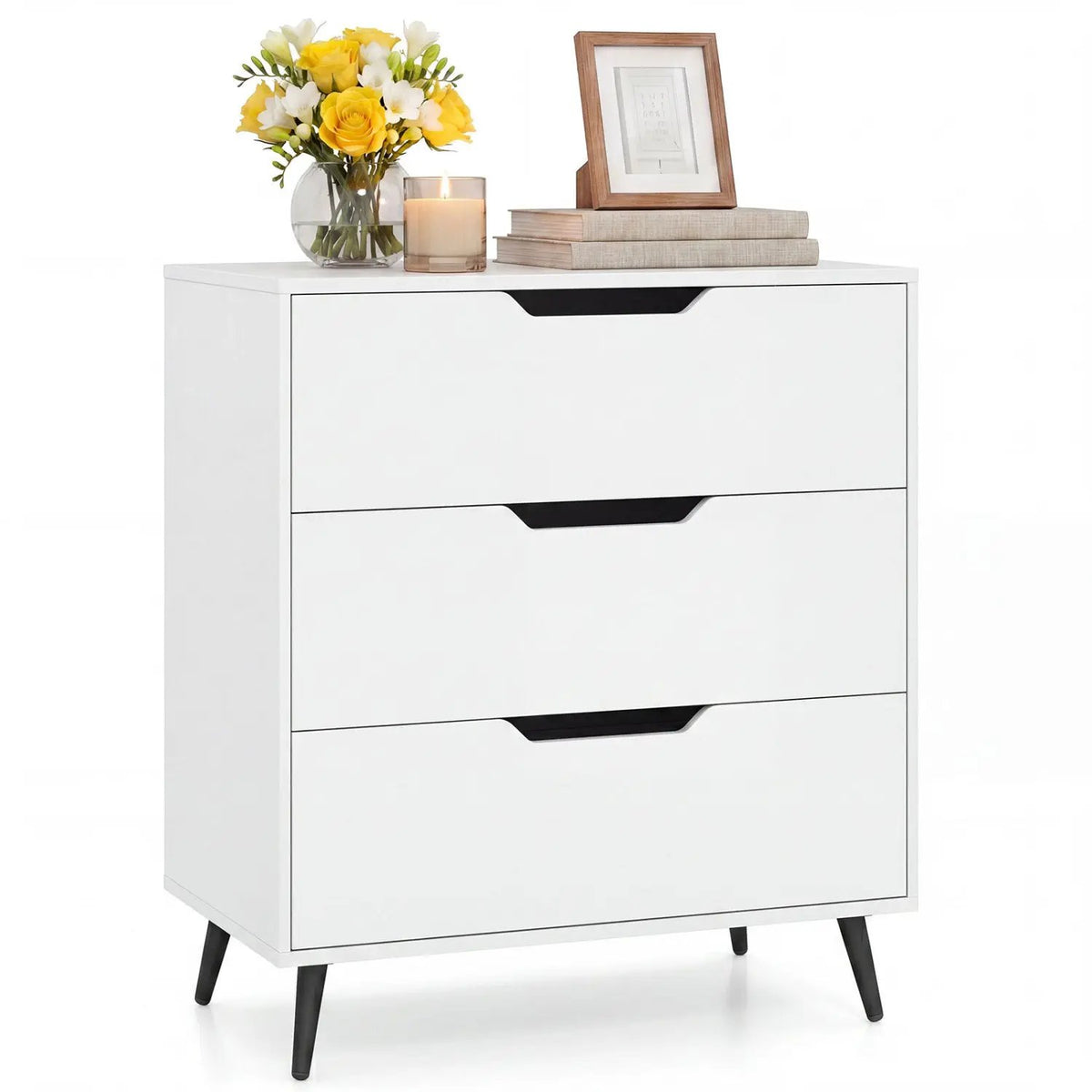 3-Drawer Wooden Dresser with Metal Legs - Rustic Farmhouse, photo 12 of 16