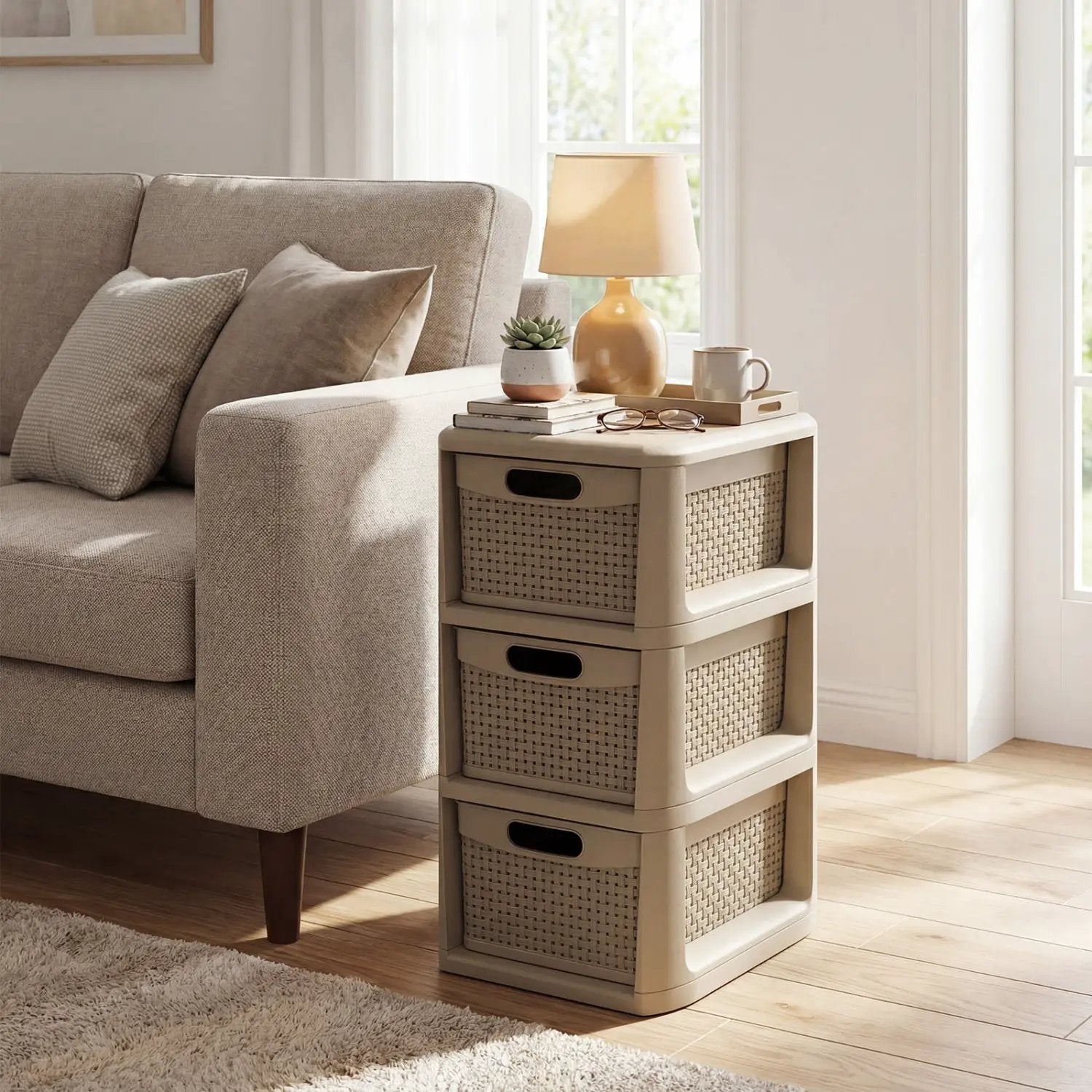 3-Drawer Storage Organizer with Wicker Patterns by DirectDeals