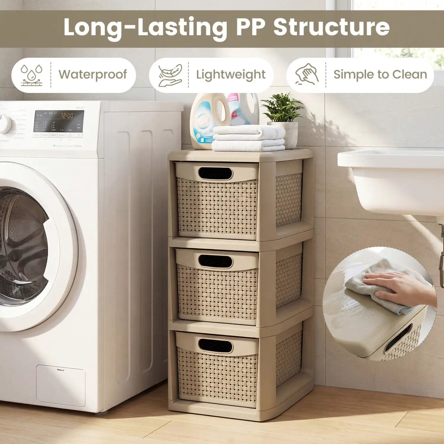 3-Drawer Storage Organizer with Wicker Patterns by DirectDeals