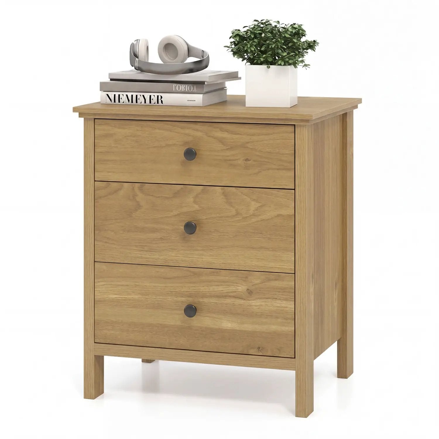 3-Drawer Wooden Nightstand with Metal Slides by DirectDeals