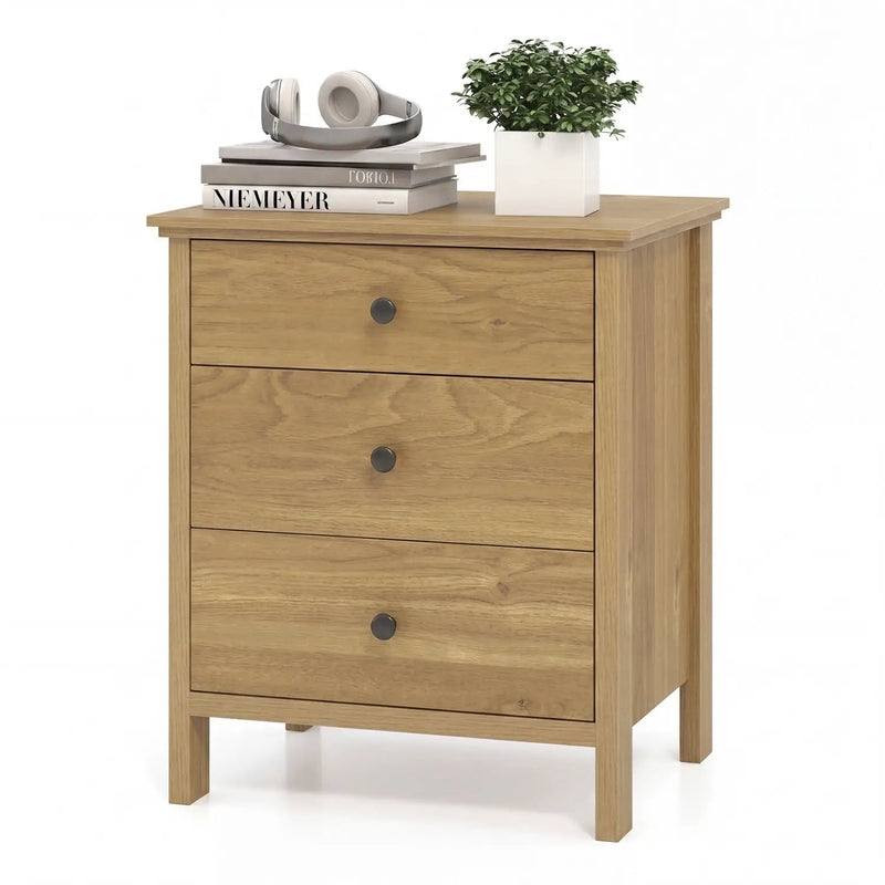 3-Drawer Wooden Nightstand with Metal Slides by DirectDeals