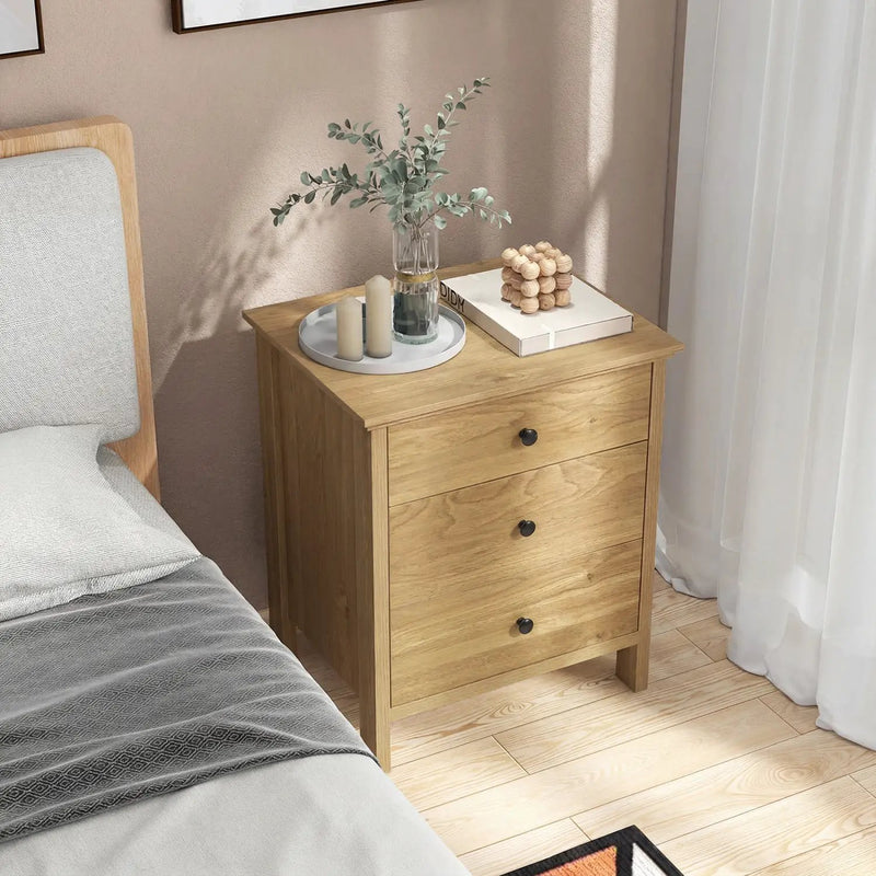 3-Drawer Wooden Nightstand with Metal Slides by DirectDeals