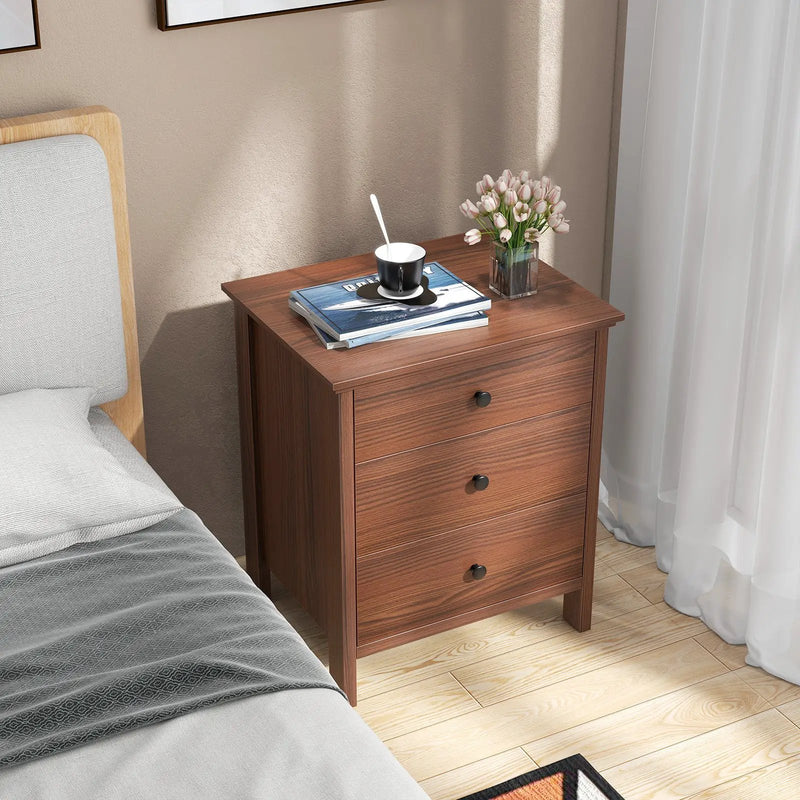 3-Drawer Wooden Nightstand Modern Bedside Table by DirectDeals
