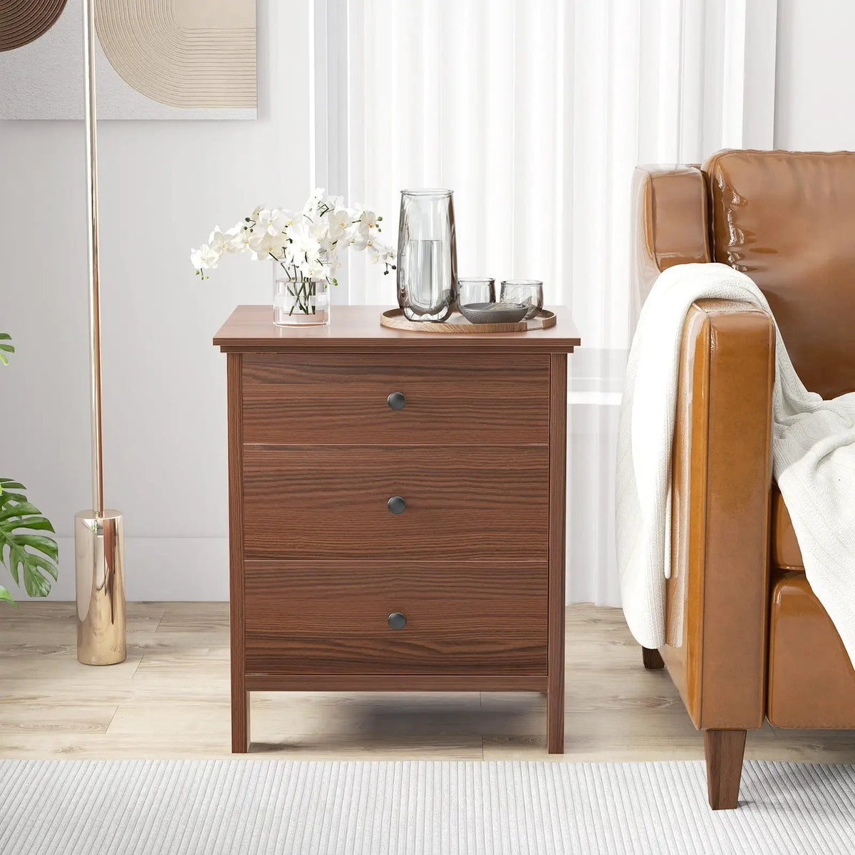 3-Drawer Wooden Nightstand Modern Bedside Table, photo 2 of 10