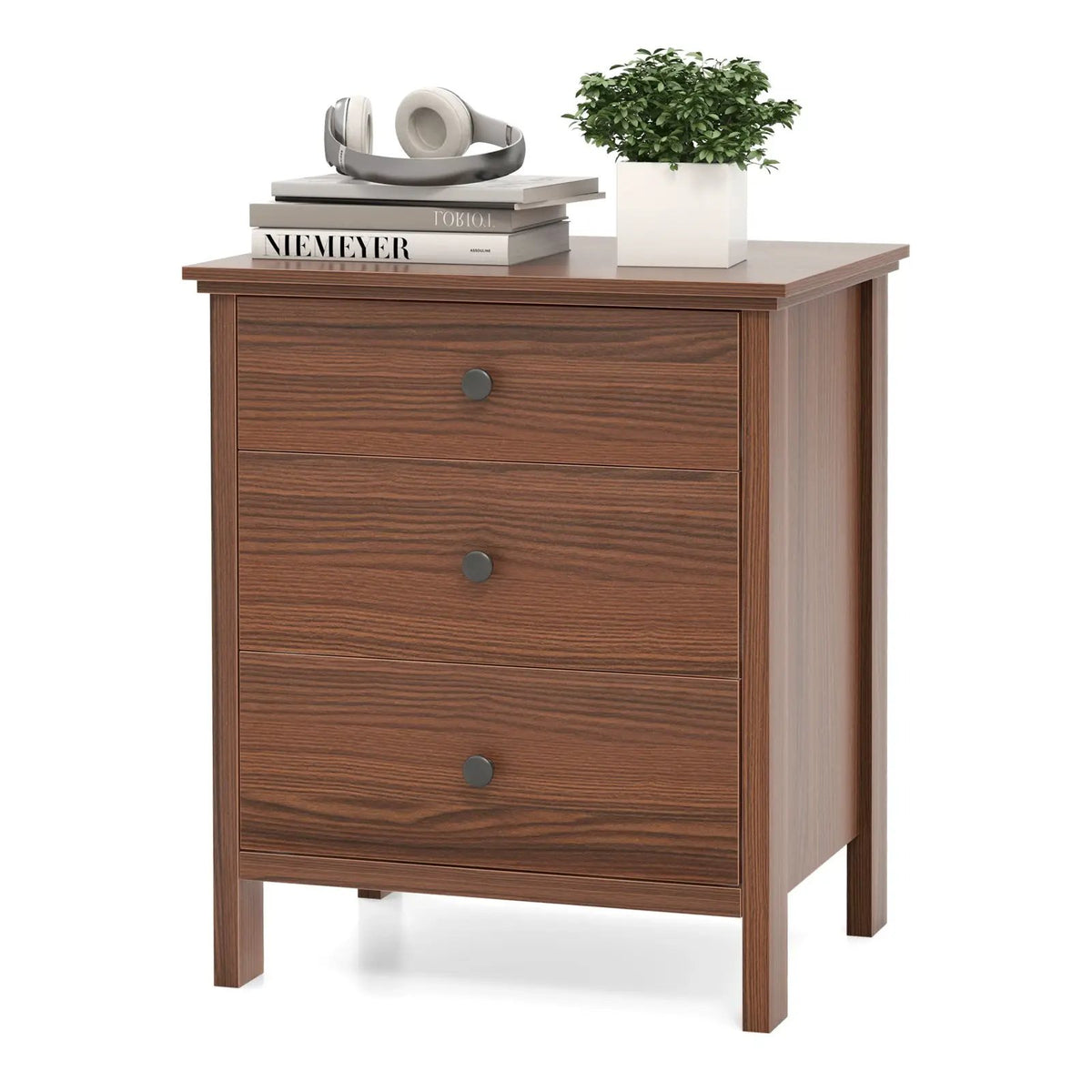3-Drawer Wooden Nightstand Modern Bedside Table, photo 3 of 10