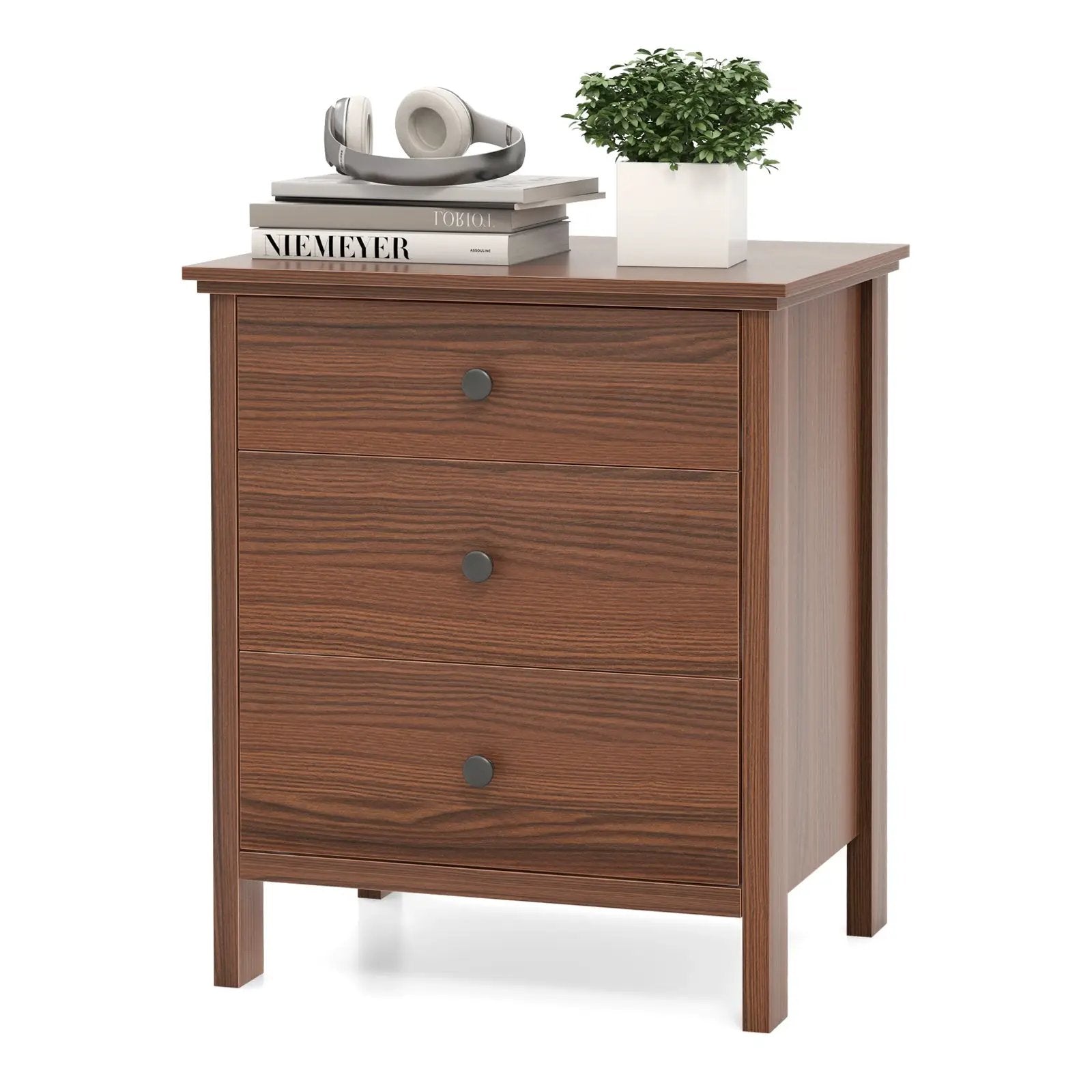 3-Drawer Wooden Nightstand Modern Bedside Table by DirectDeals