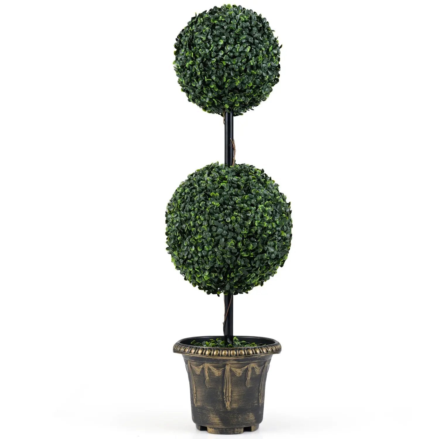Artificial Boxwood Topiary Tree 3 FT Double Ball Shrubs by DirectDeals