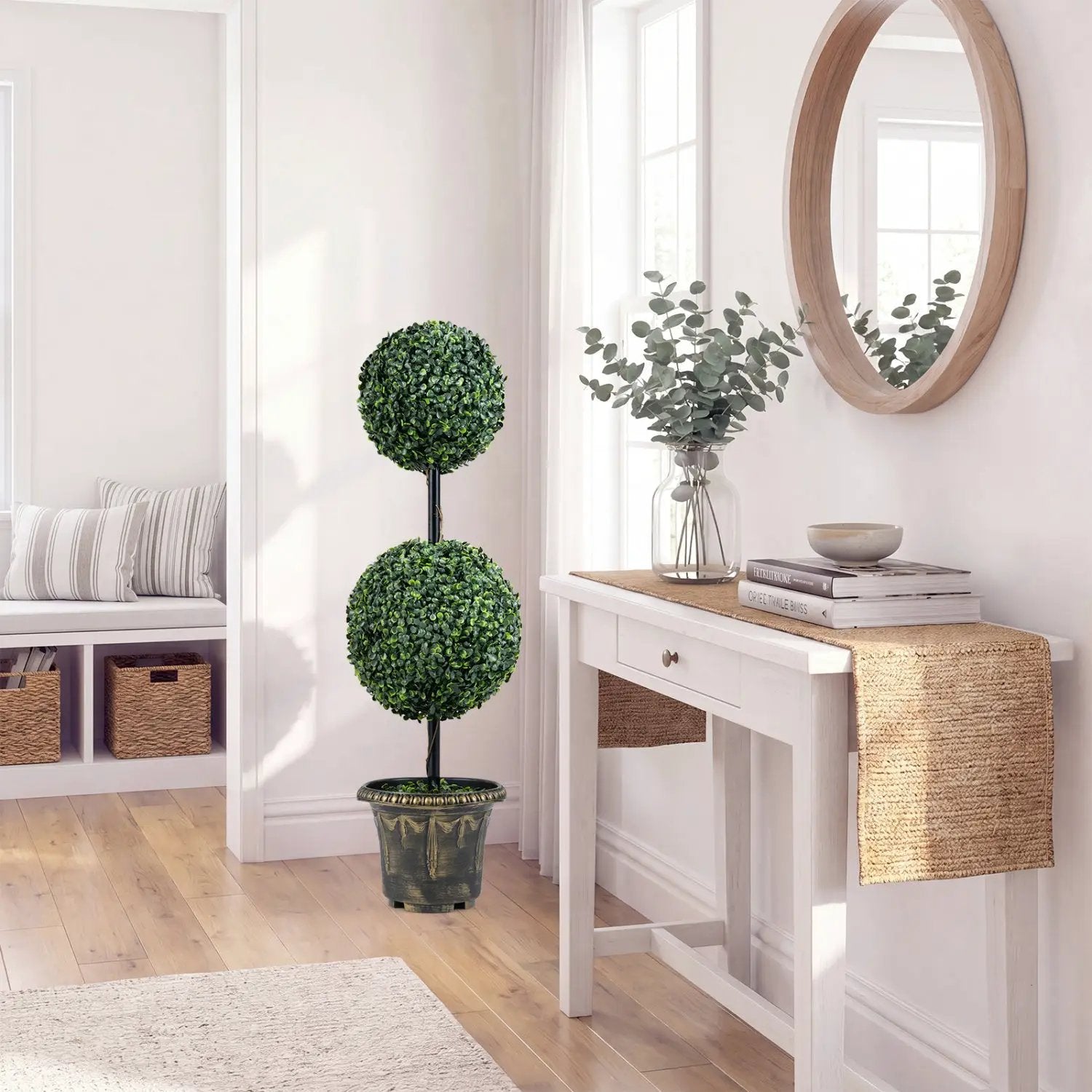 Artificial Boxwood Topiary Tree 3 FT Double Ball Shrubs by DirectDeals