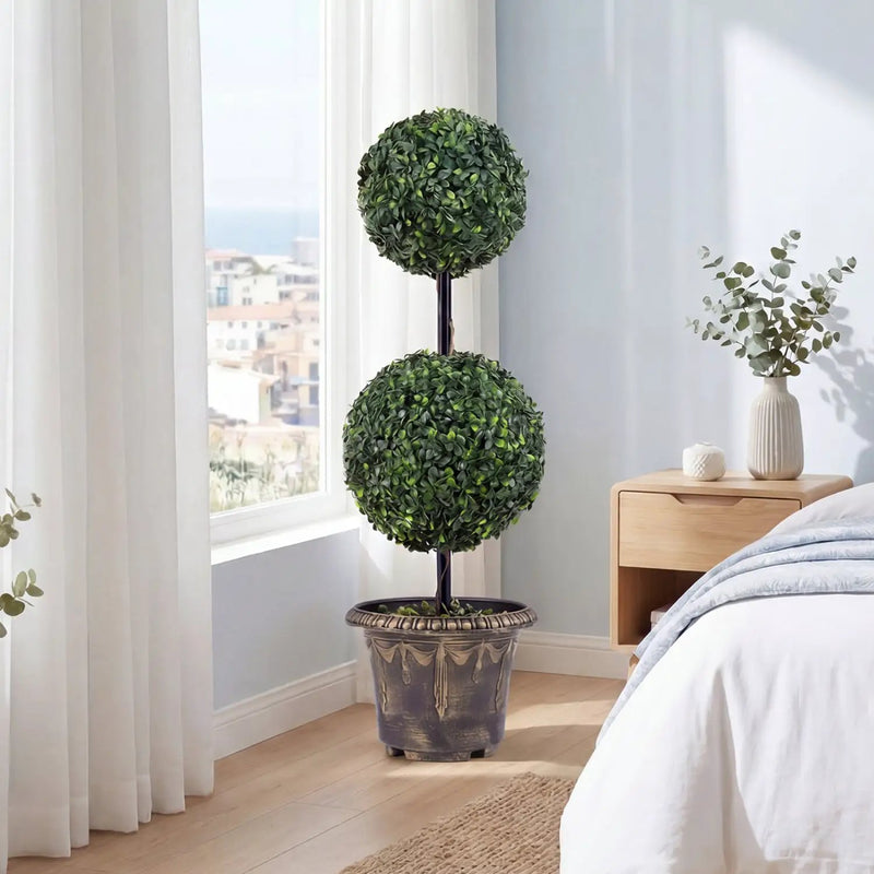 Artificial Boxwood Topiary Tree 3 FT Double Ball Shrubs by DirectDeals