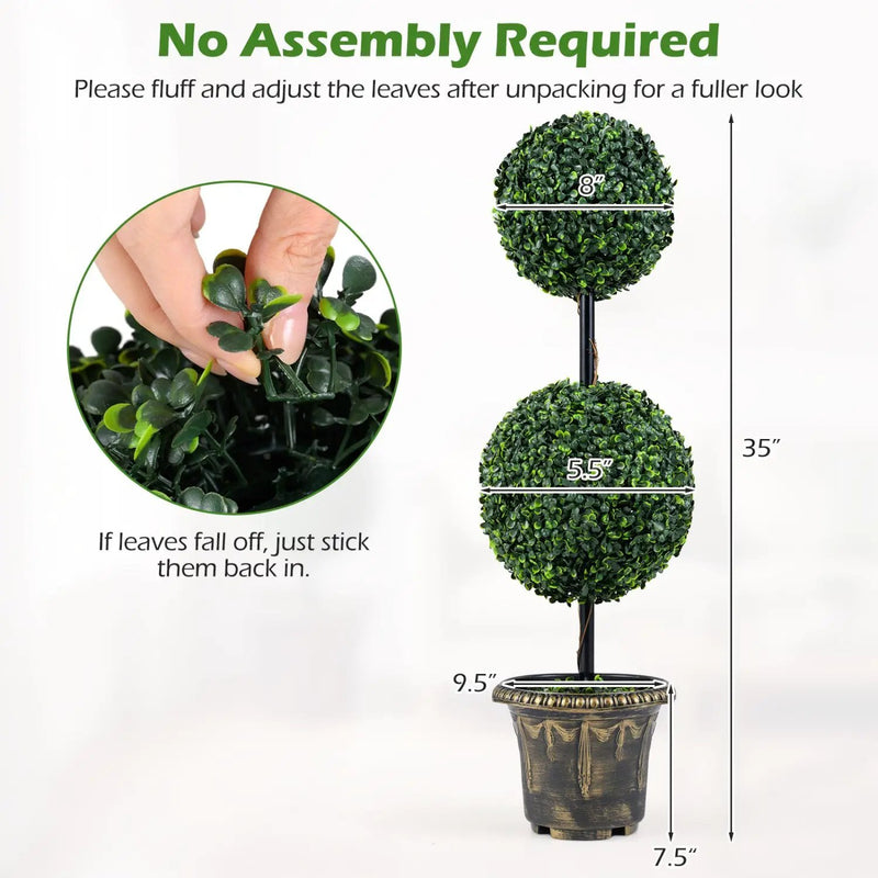 Artificial Boxwood Topiary Tree 3 FT Double Ball Shrubs by DirectDeals